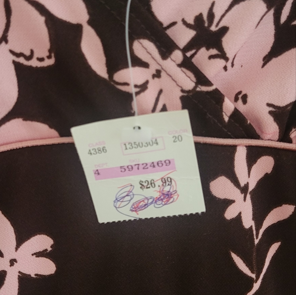 TABOO Floral Brown Pink Dress Asymmetrical Hem Size Medium - Picture 5 of 5